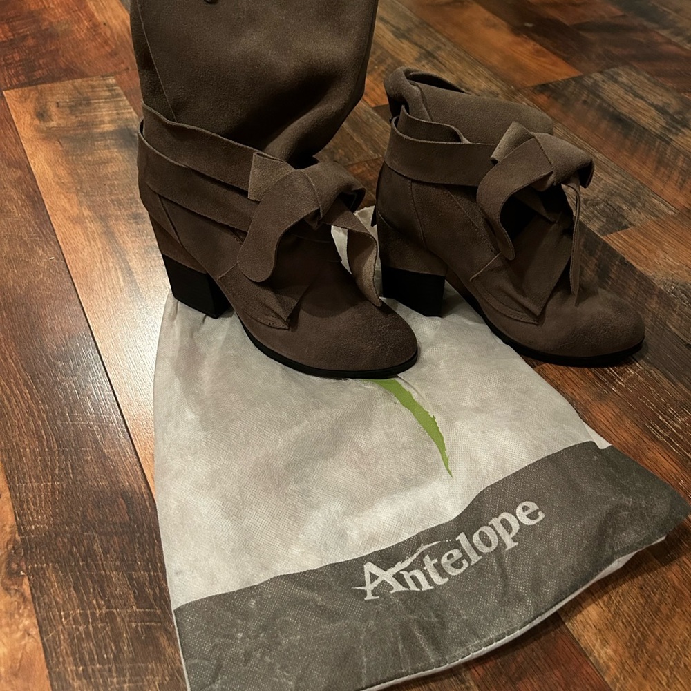 Antelope Gray Suede Ankle Boots